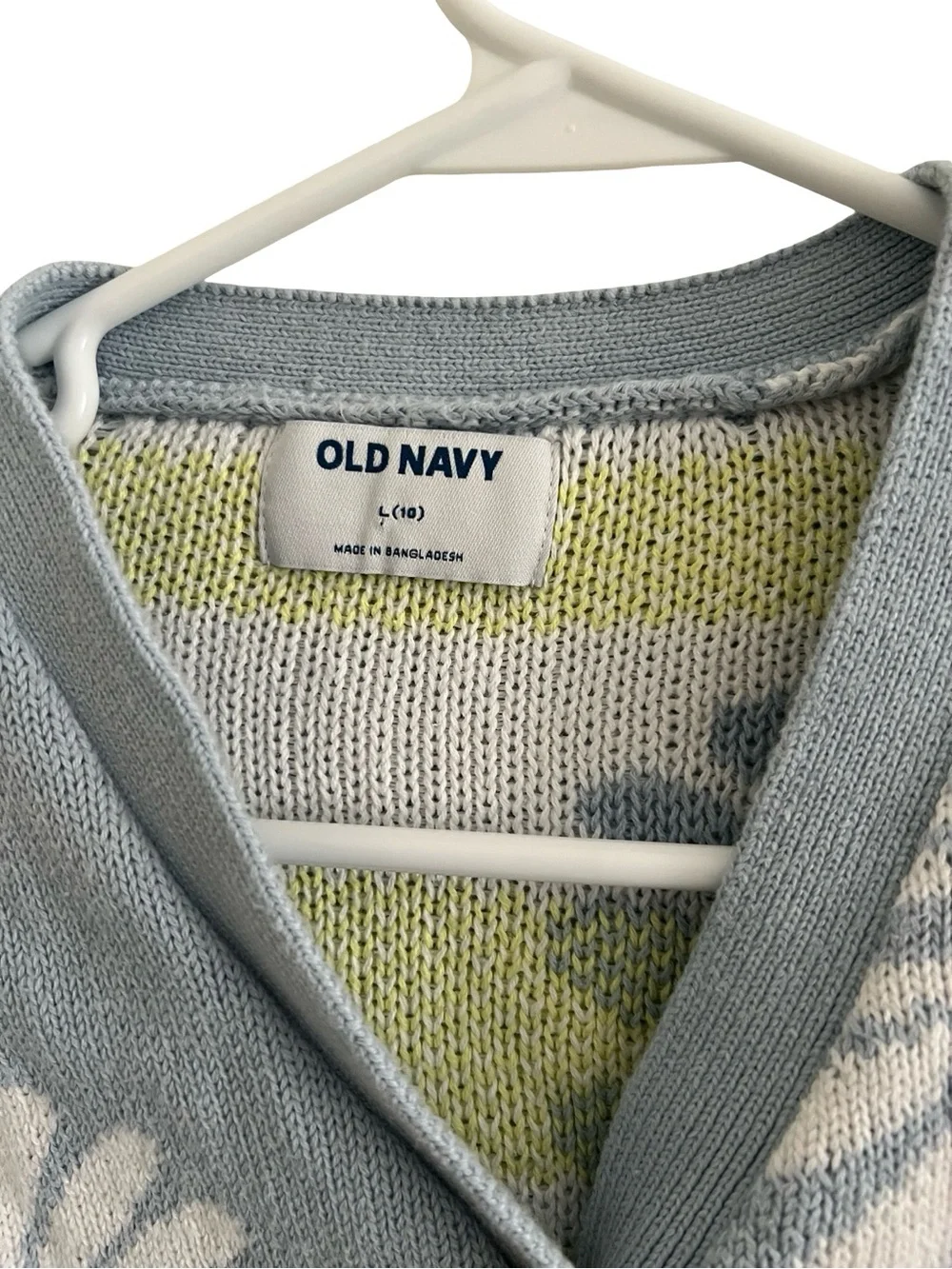 Old Navy blue daisy cardigan cropped Y2K flower sweater girls L 10